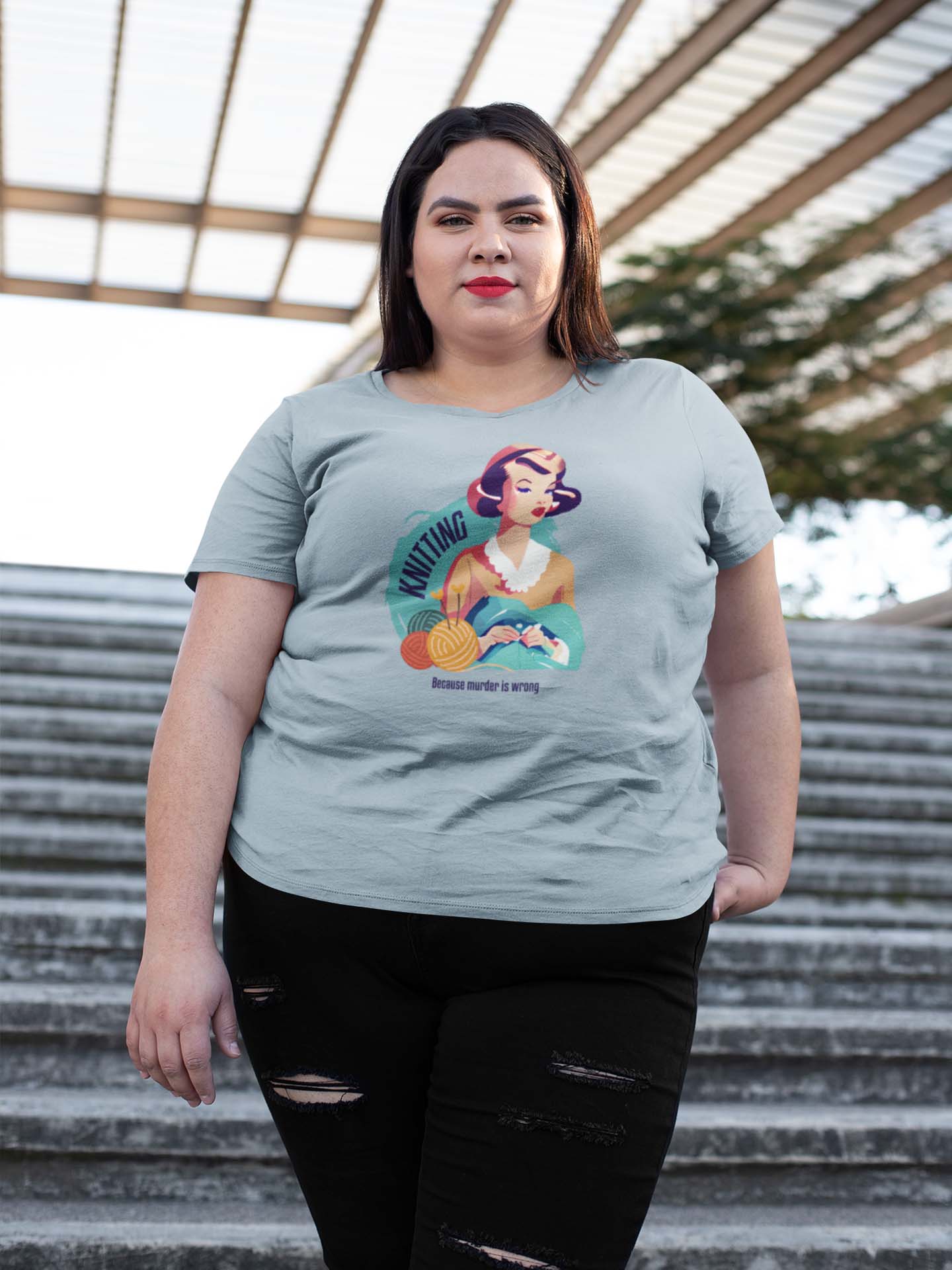 Knitting - Because Murder is Wrong T-Shirt