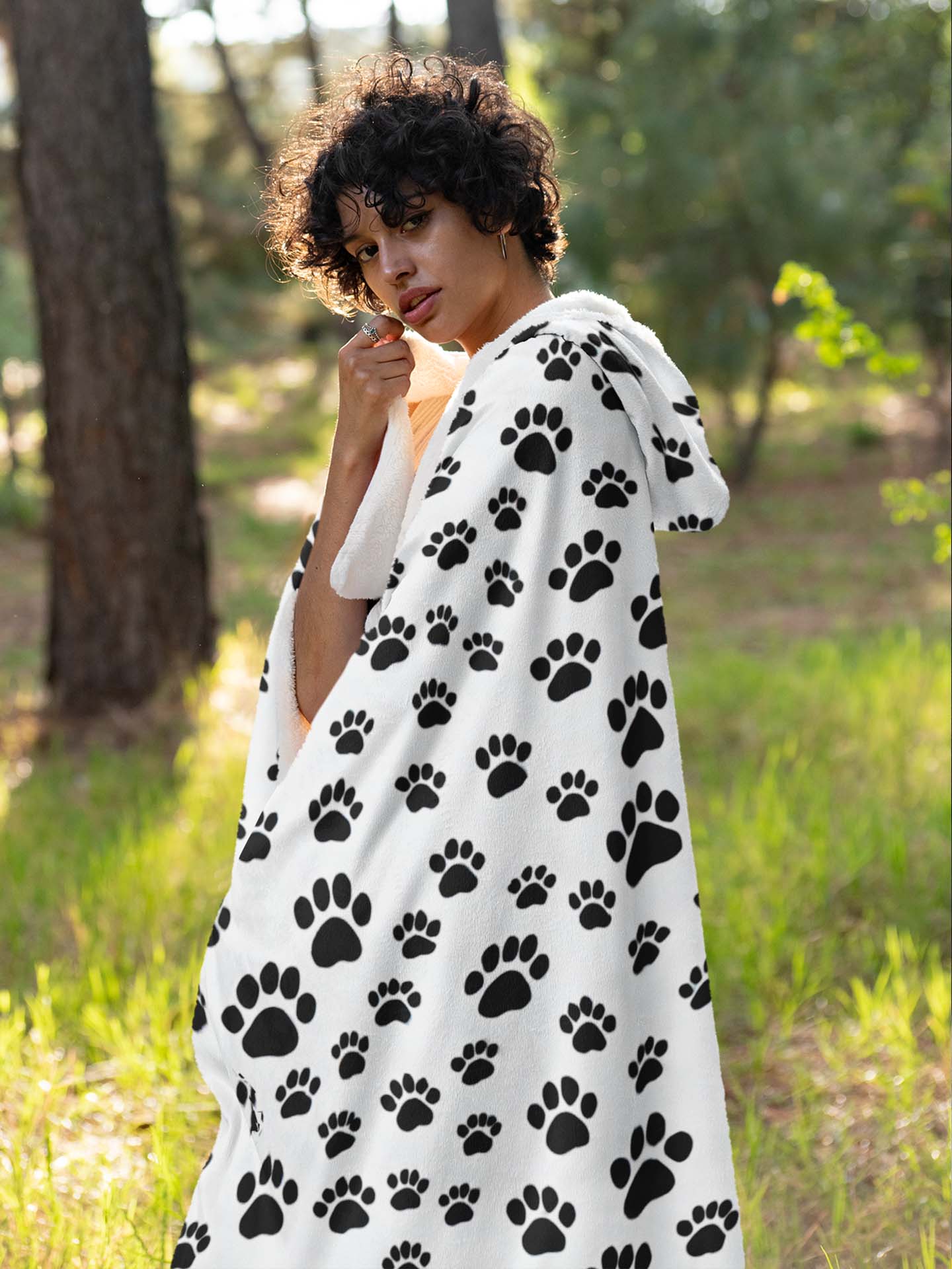 Paw Print Hooded Snuggle Blanket