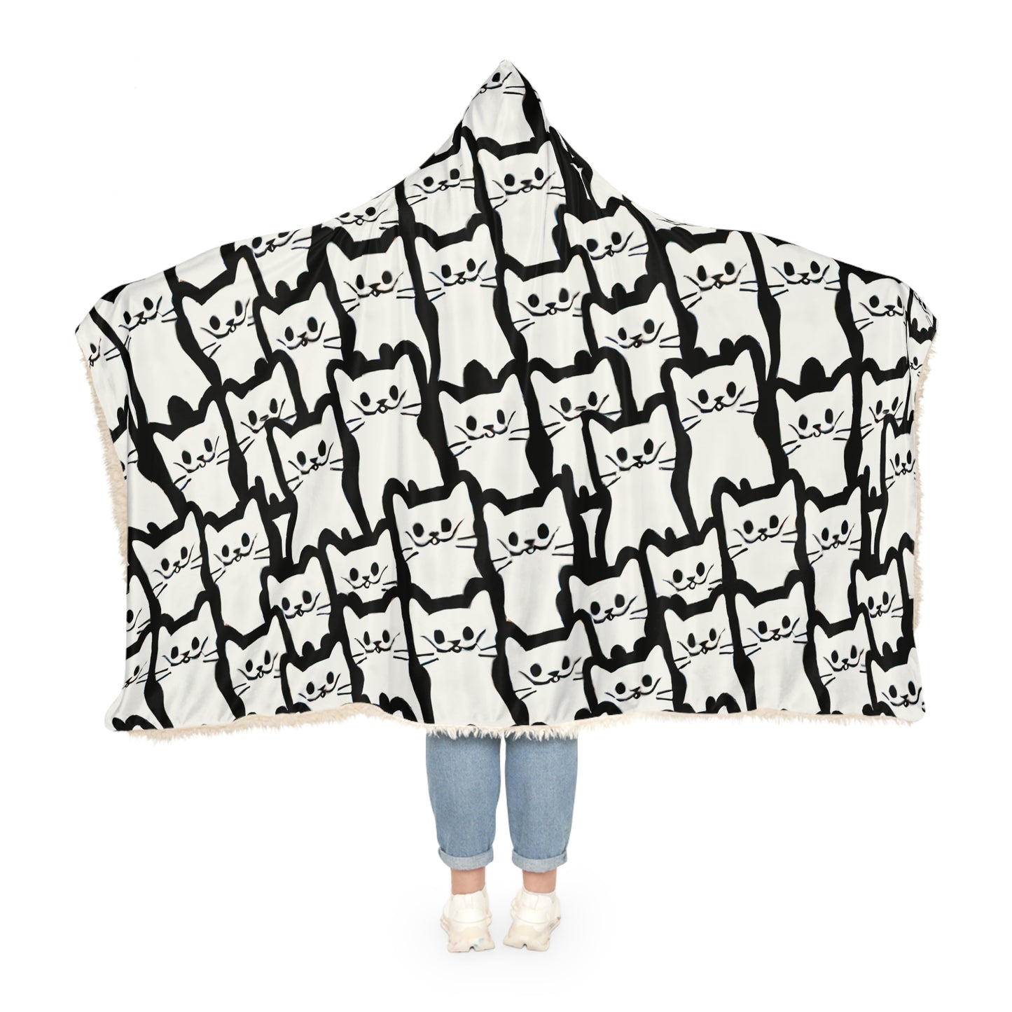 Rows of Cats Hooded Snuggle Blanket
