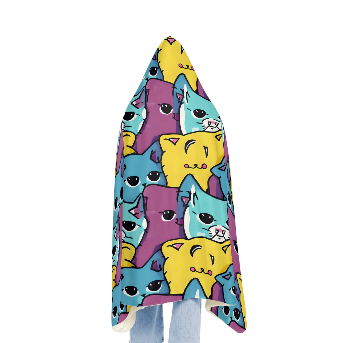 Colourful Cat Hooded Snuggle Blanket