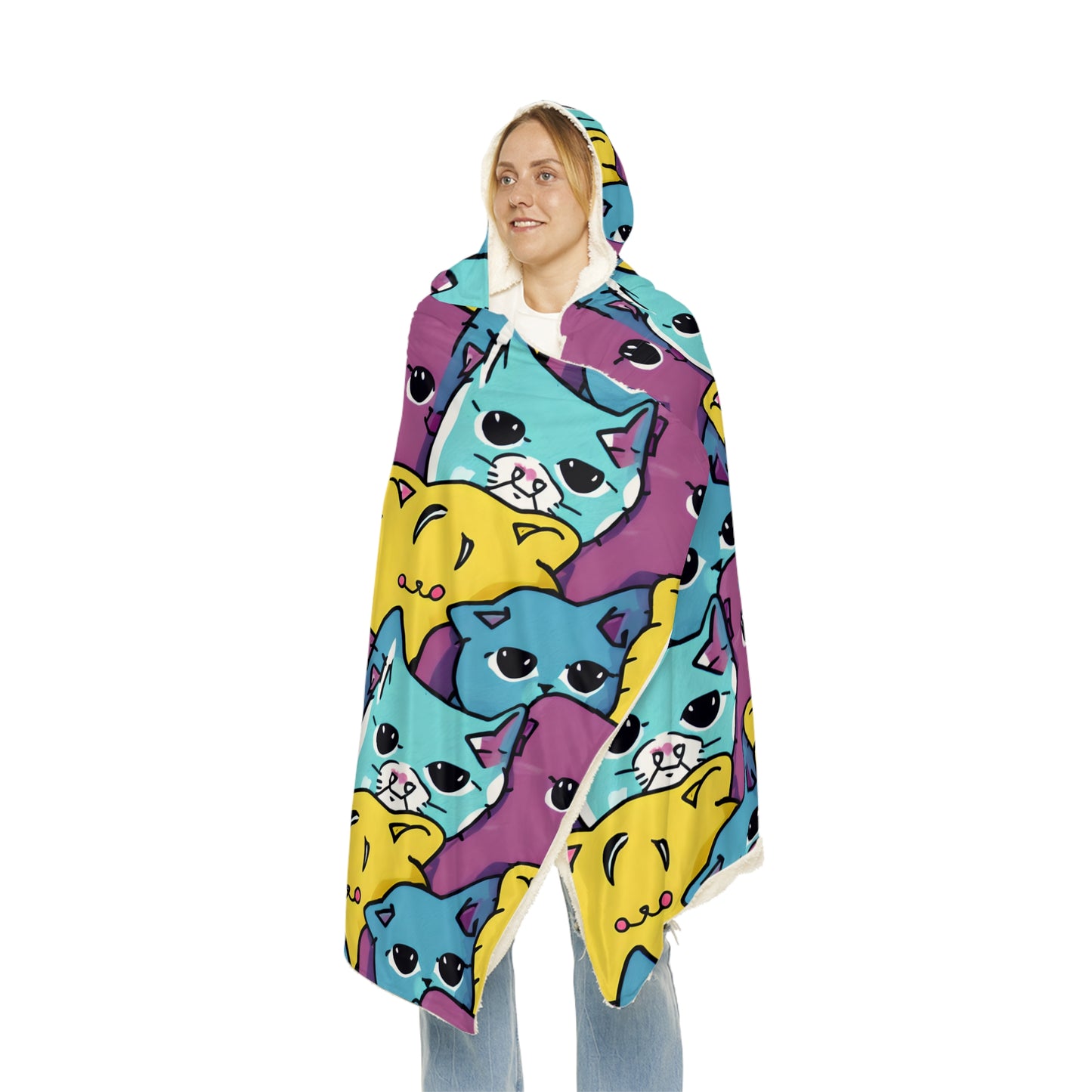 Colourful Cat Hooded Snuggle Blanket