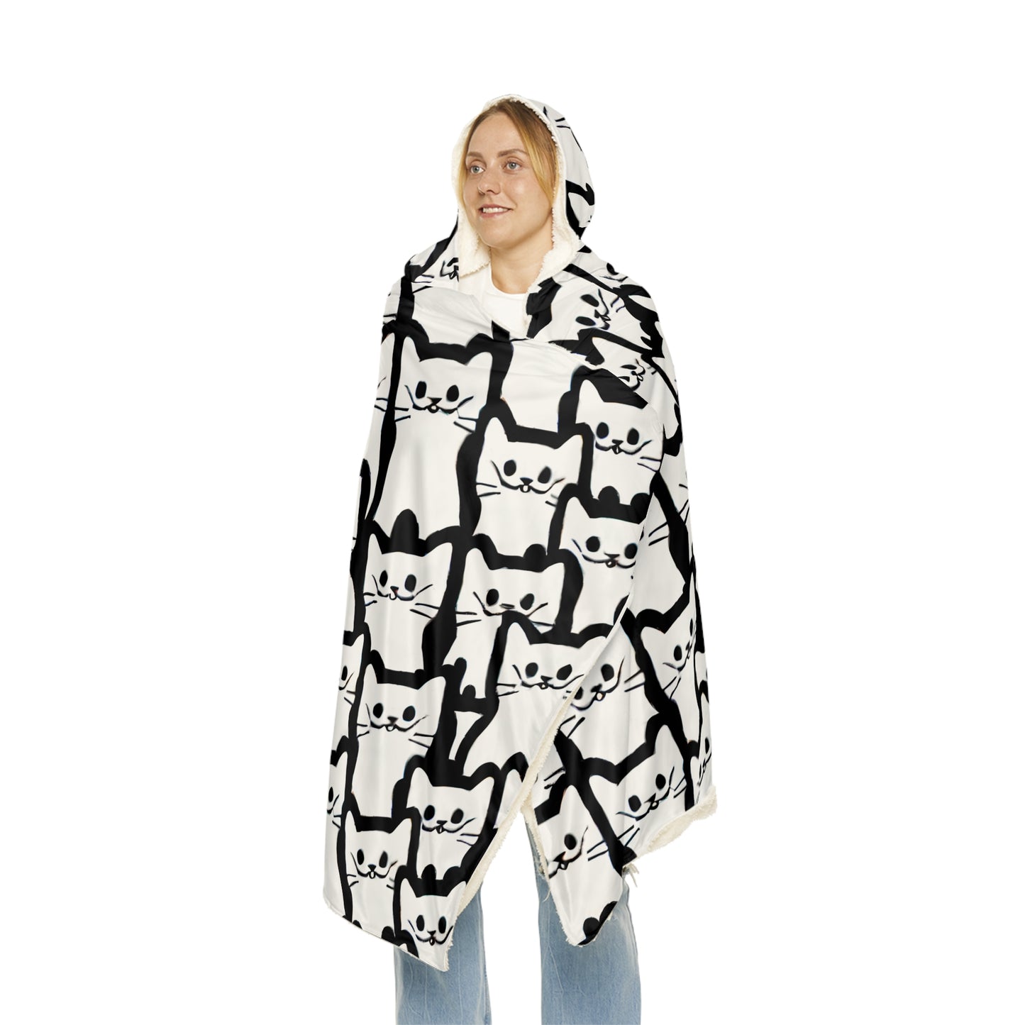 Rows of Cats Hooded Snuggle Blanket