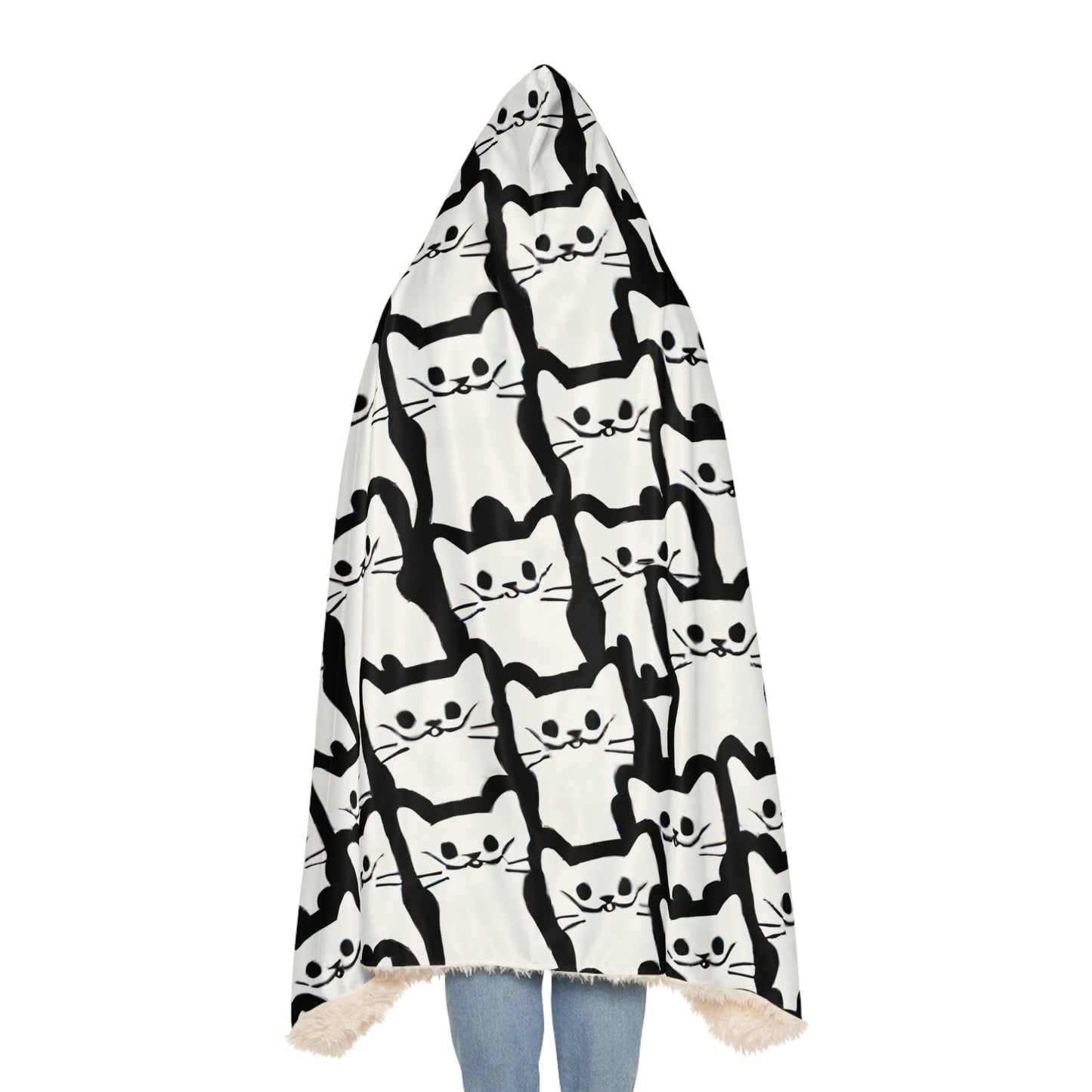 Rows of Cats Hooded Snuggle Blanket