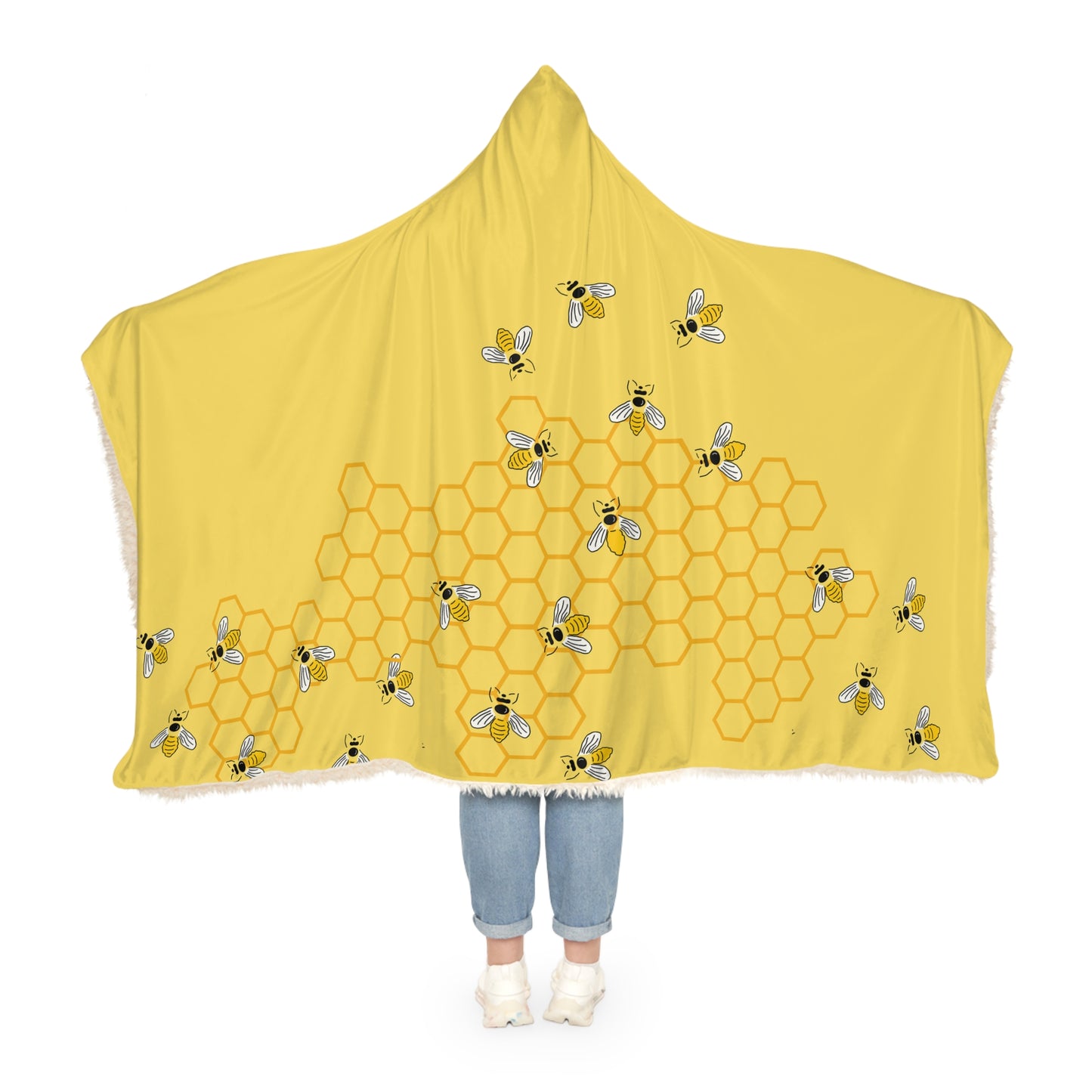 Honeycomb and Bee Hooded Snuggle Blanket