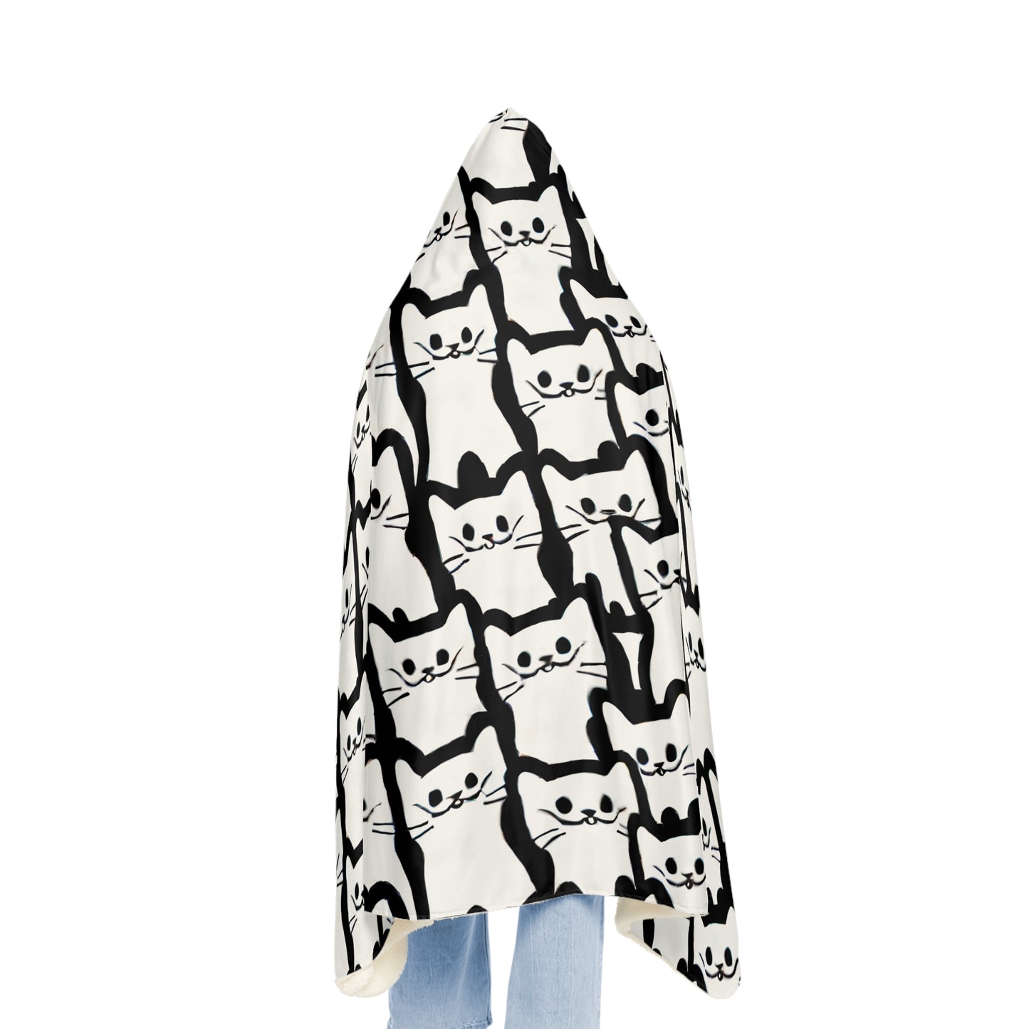 Rows of Cats Hooded Snuggle Blanket
