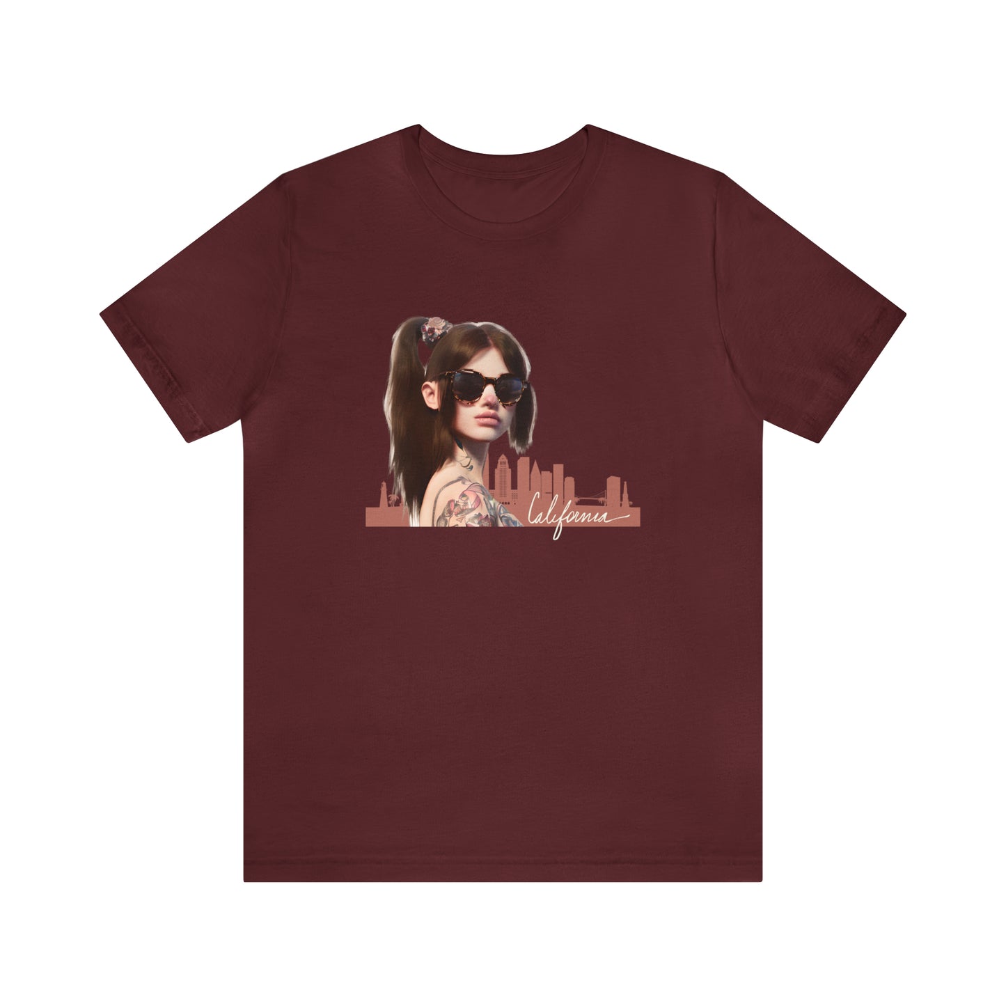 Los Angeles Skyline with Tattooed Lady T Shirt