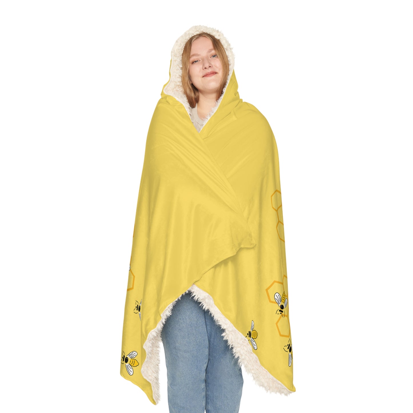 Honeycomb and Bee Hooded Snuggle Blanket
