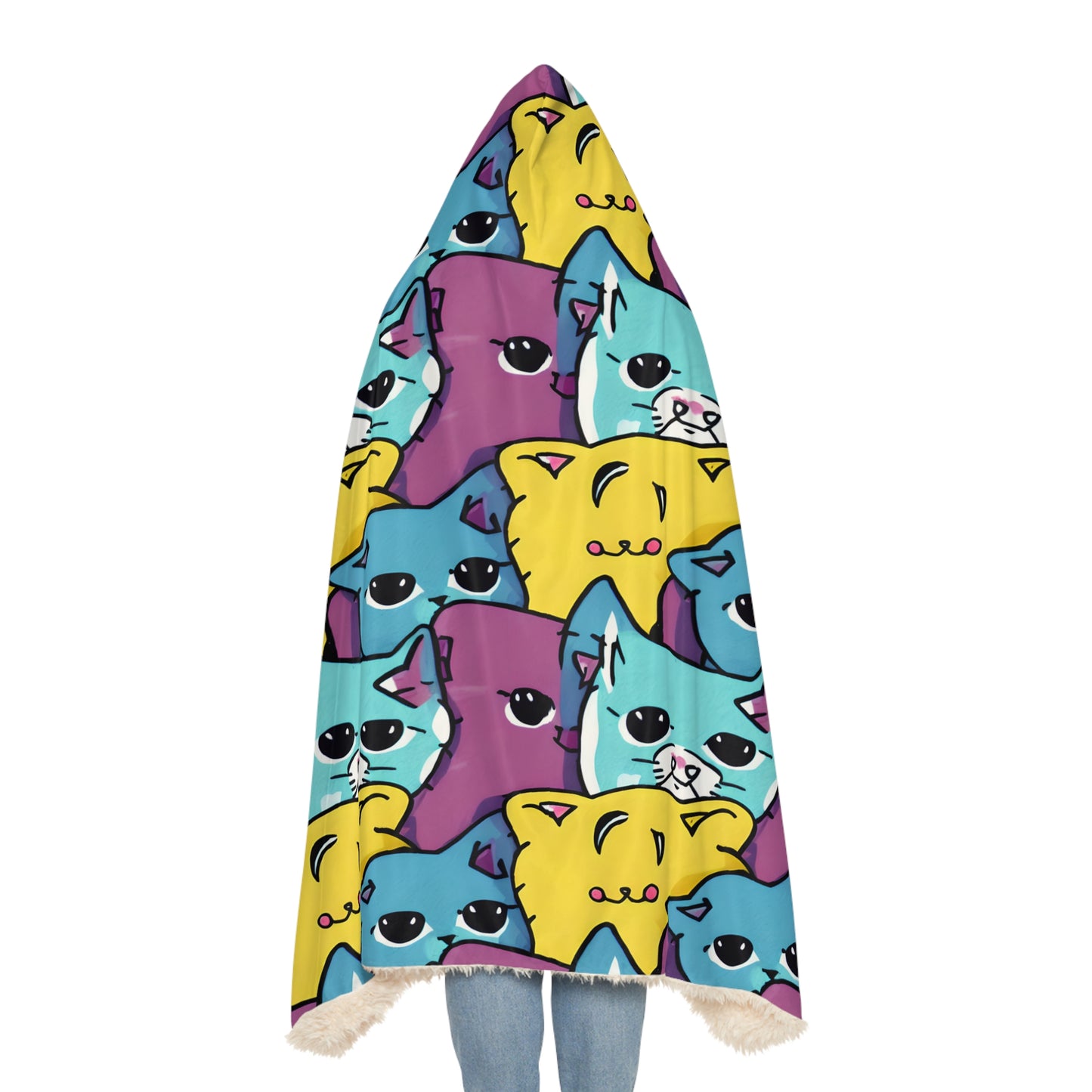 Colourful Cat Hooded Snuggle Blanket