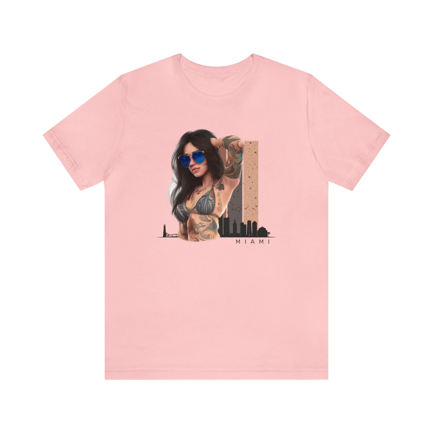 Miami Skyline with Tattooed Lady T Shirt