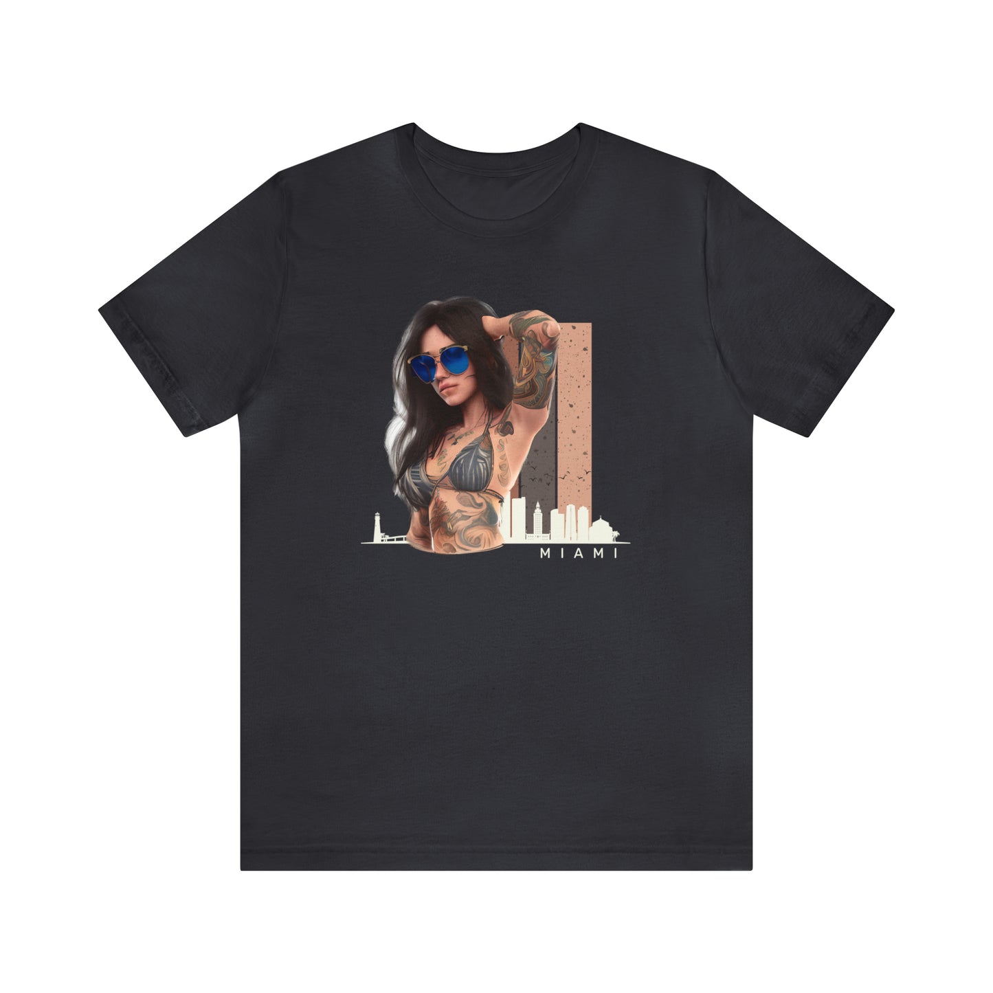 Miami Skyline with Tattooed Lady T Shirt