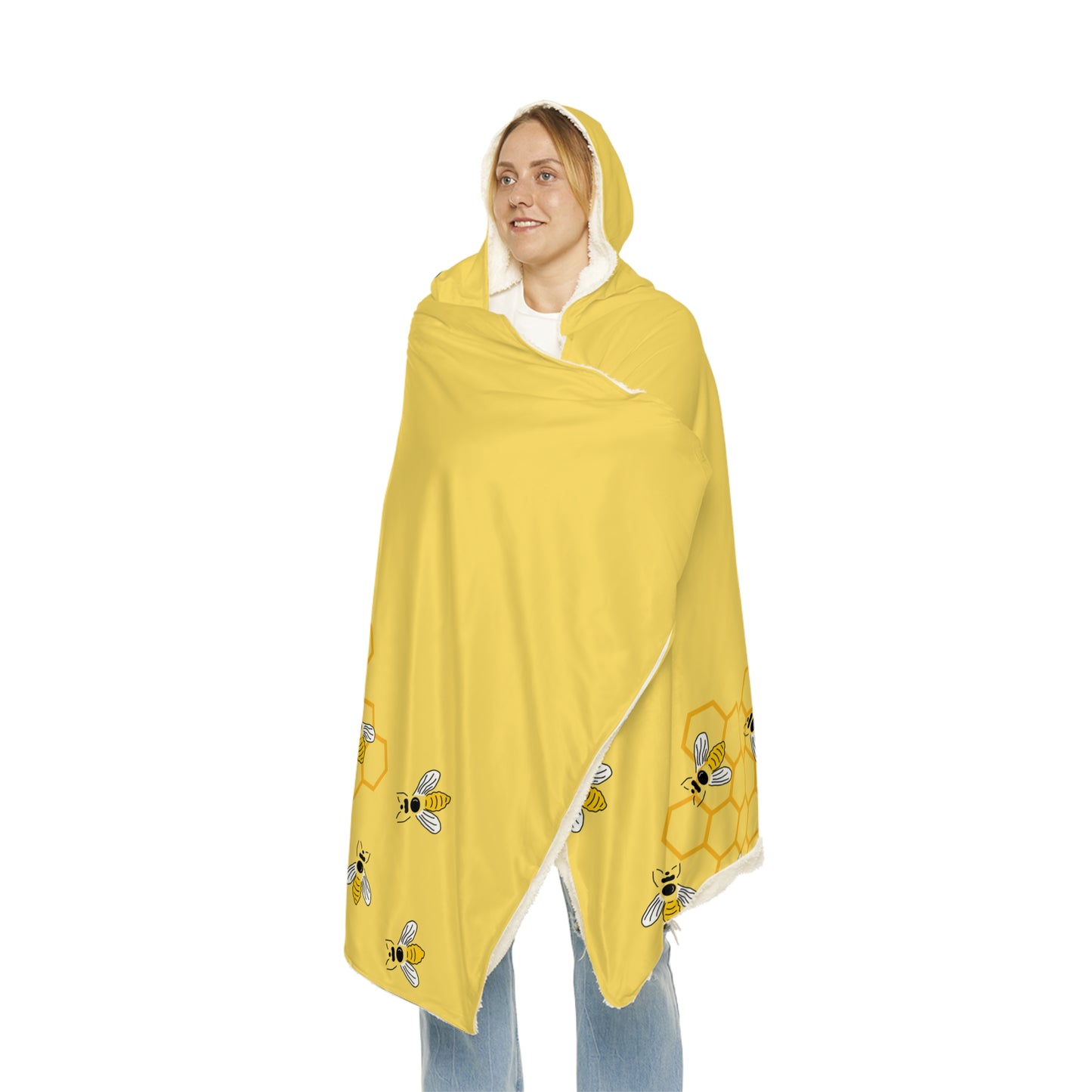 Honeycomb and Bee Hooded Snuggle Blanket