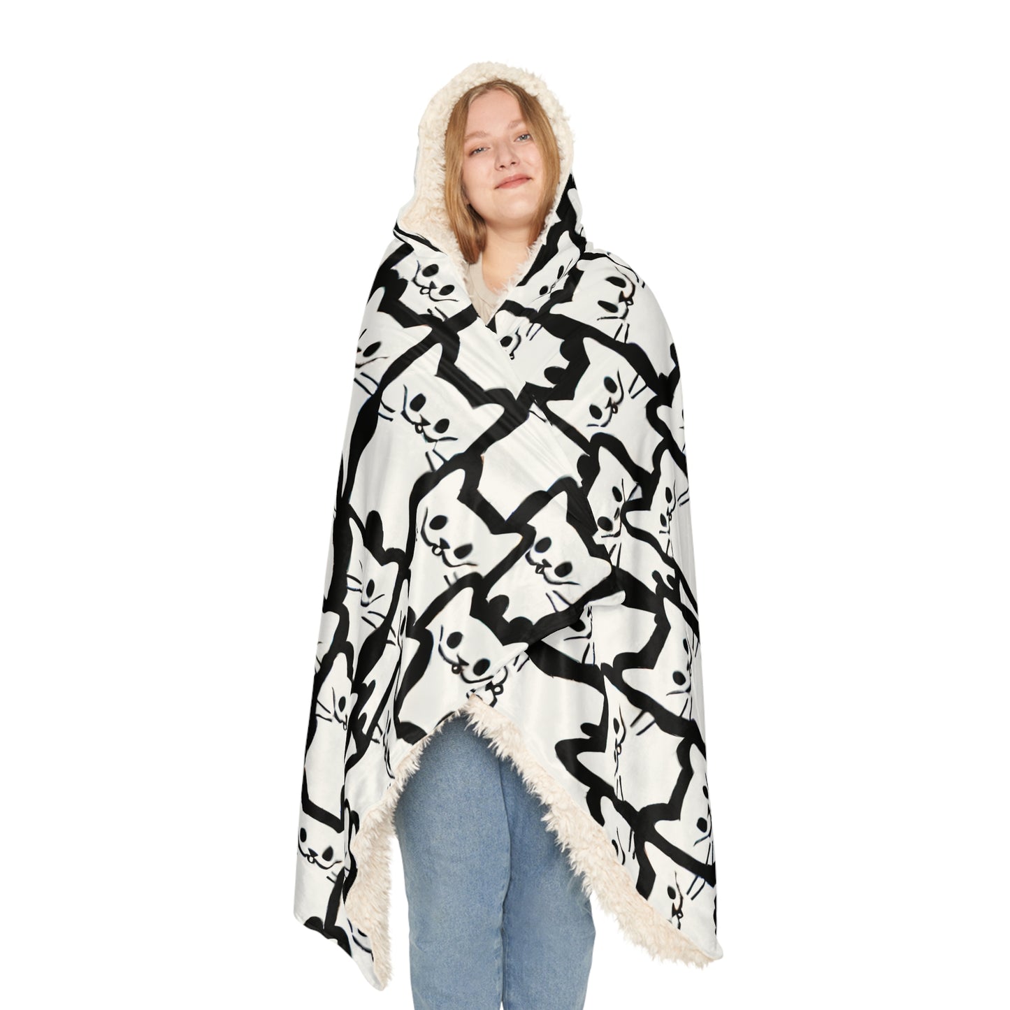 Rows of Cats Hooded Snuggle Blanket