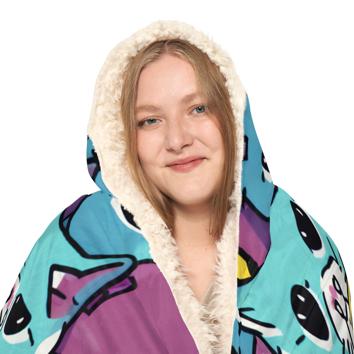 Colourful Cat Hooded Snuggle Blanket