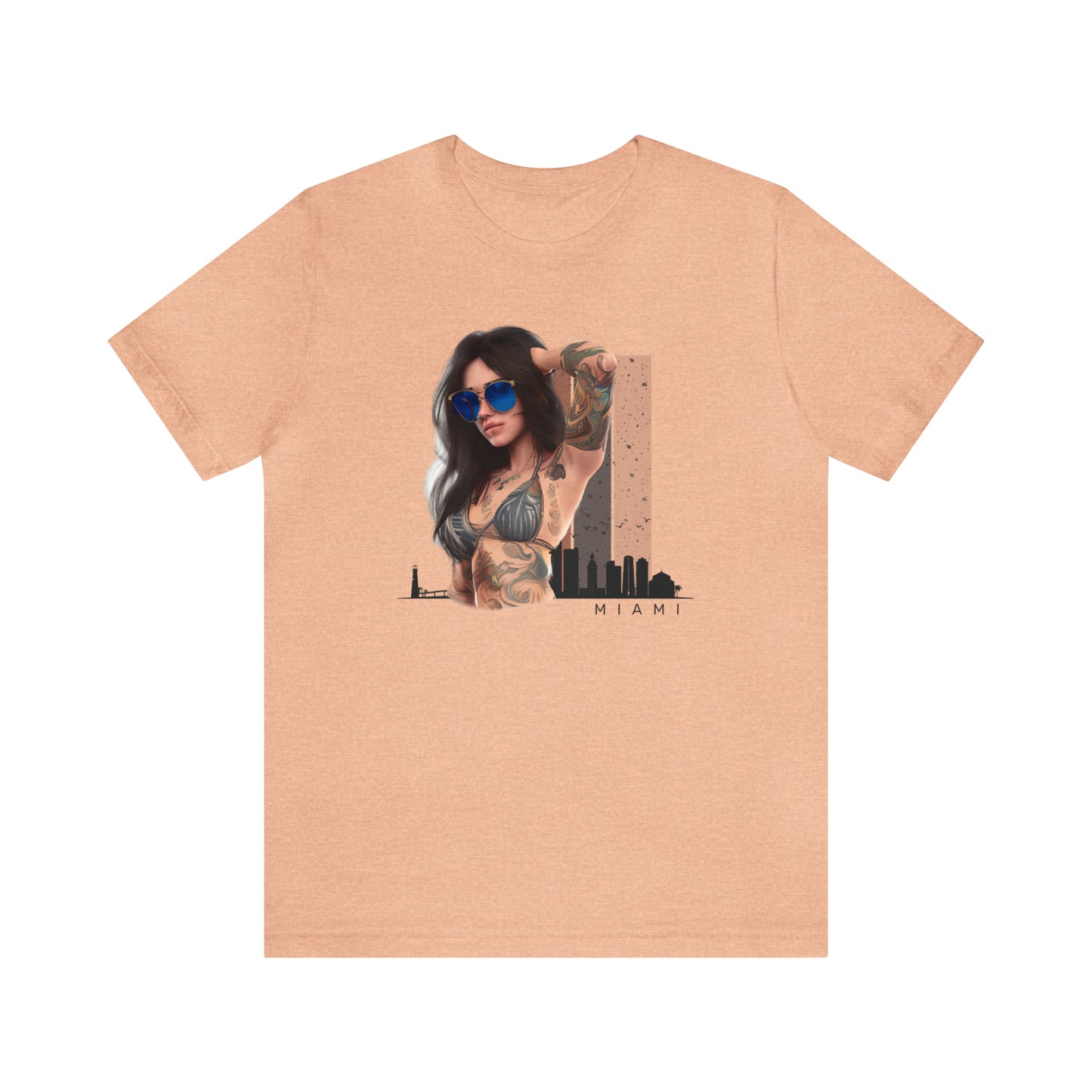 Miami Tattooed Lady T-Shirt in Heather Peach