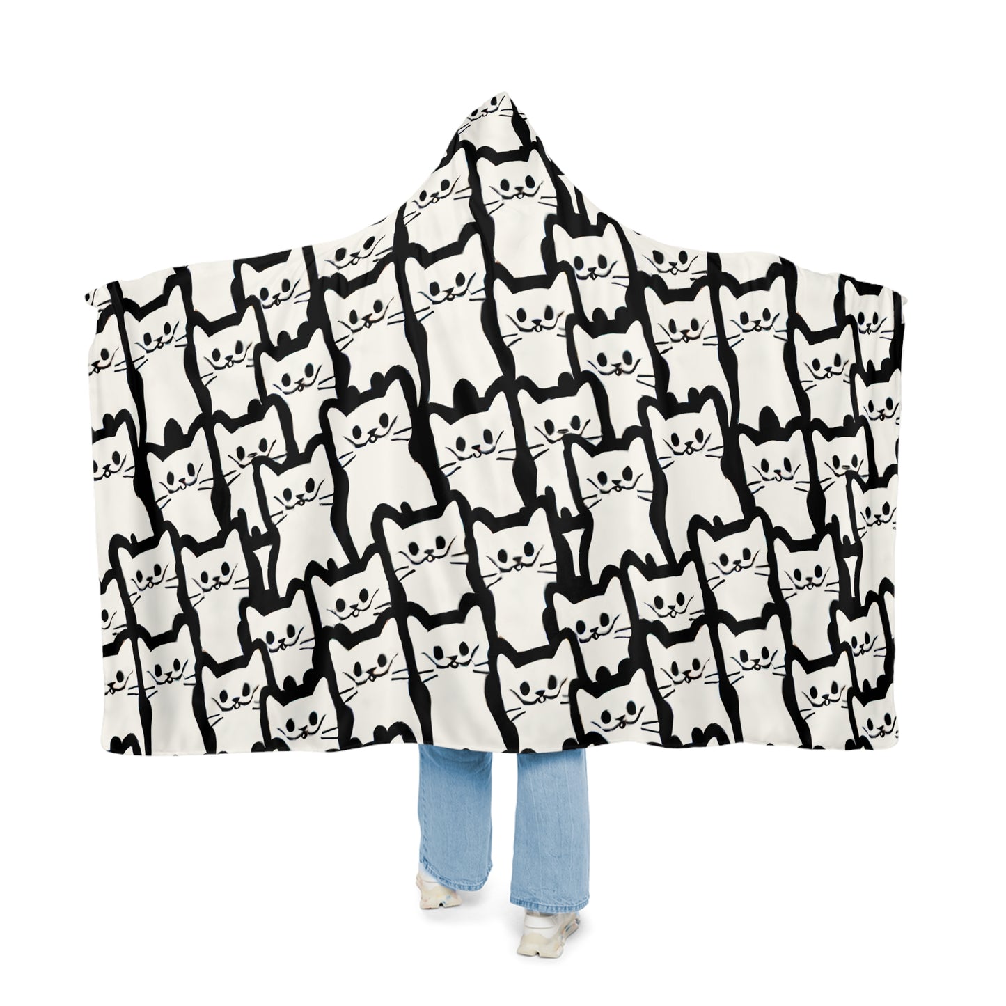 Rows of Cats Hooded Snuggle Blanket