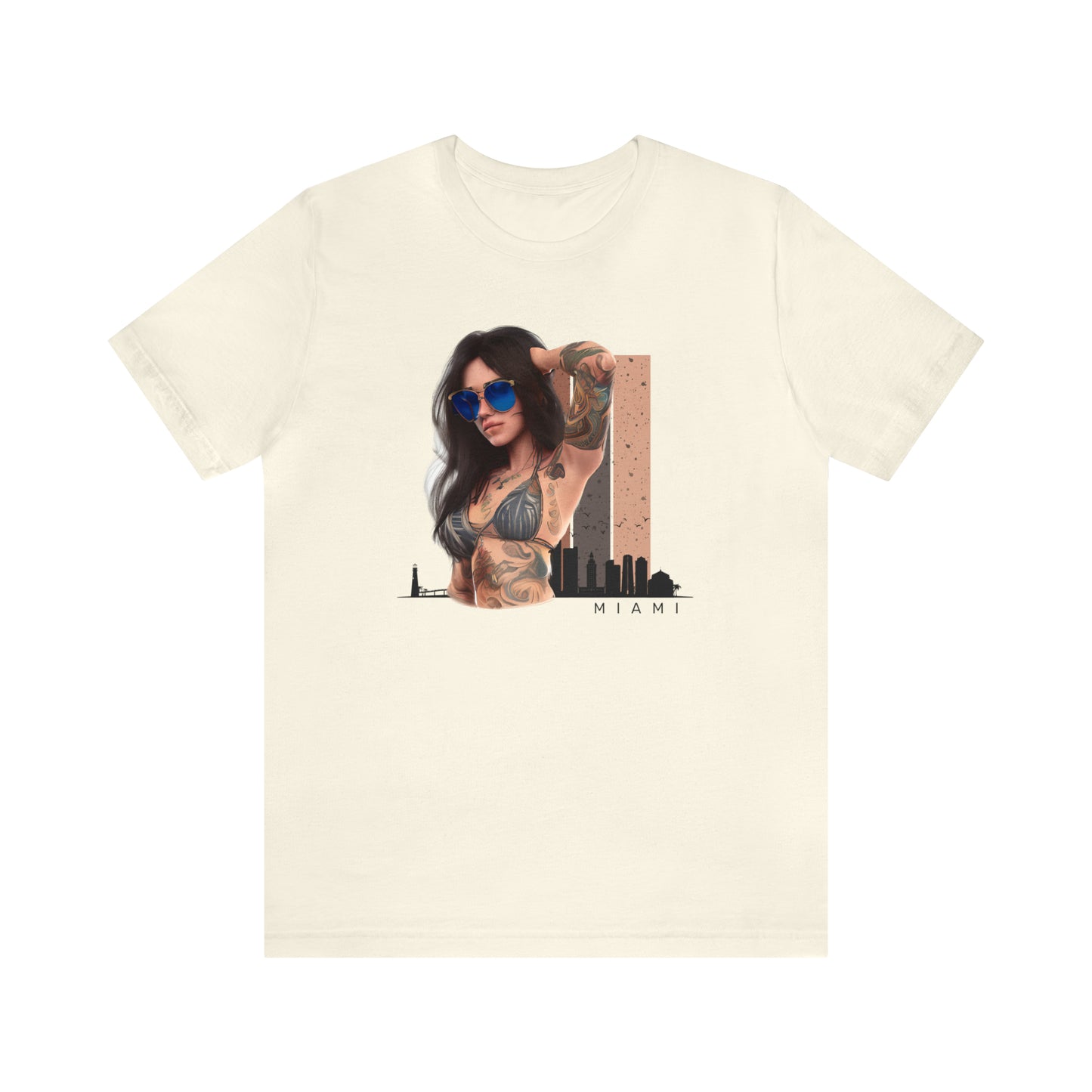 Miami Tattooed Lady T-Shirt in Natural Colour