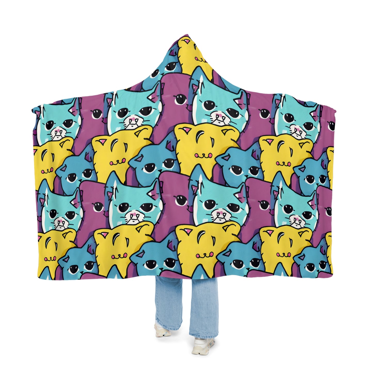 Colourful Cat Hooded Snuggle Blanket