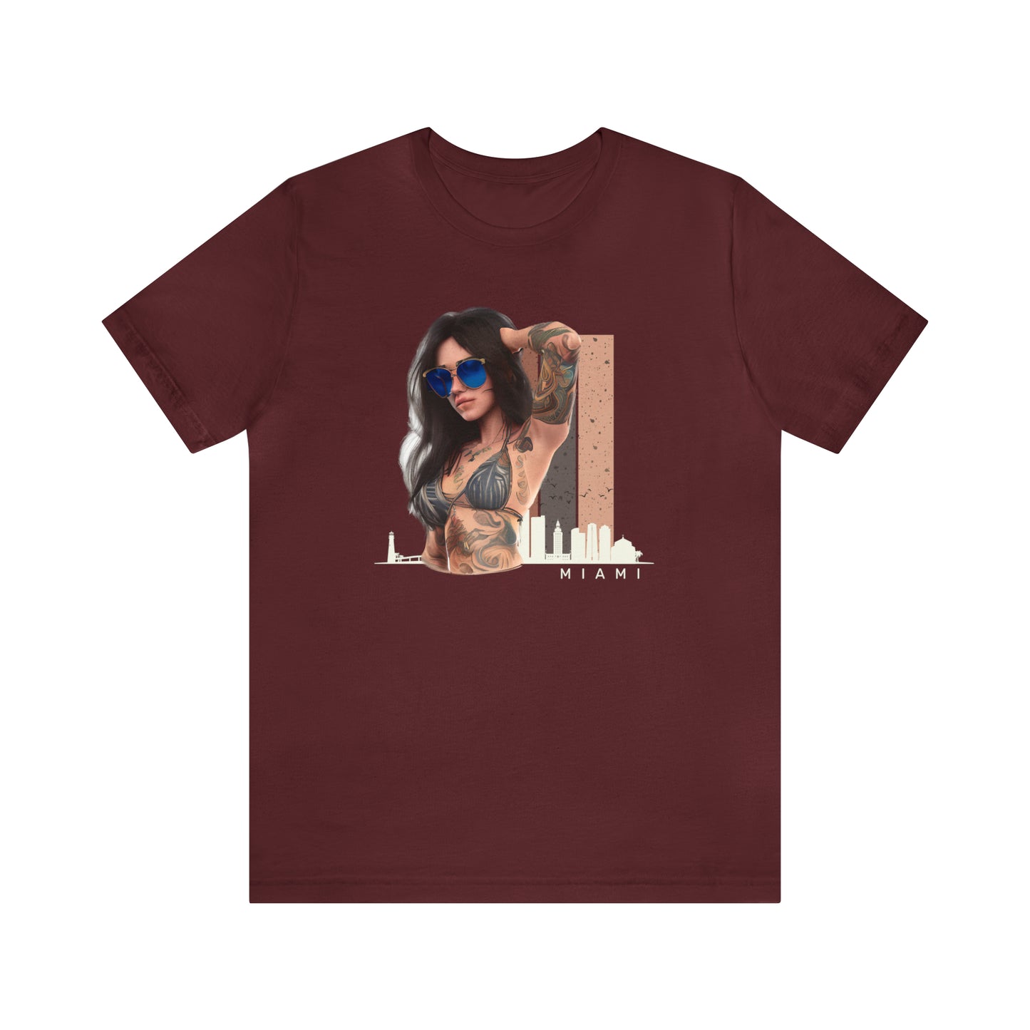 Miami Skyline with Tattooed Lady T Shirt