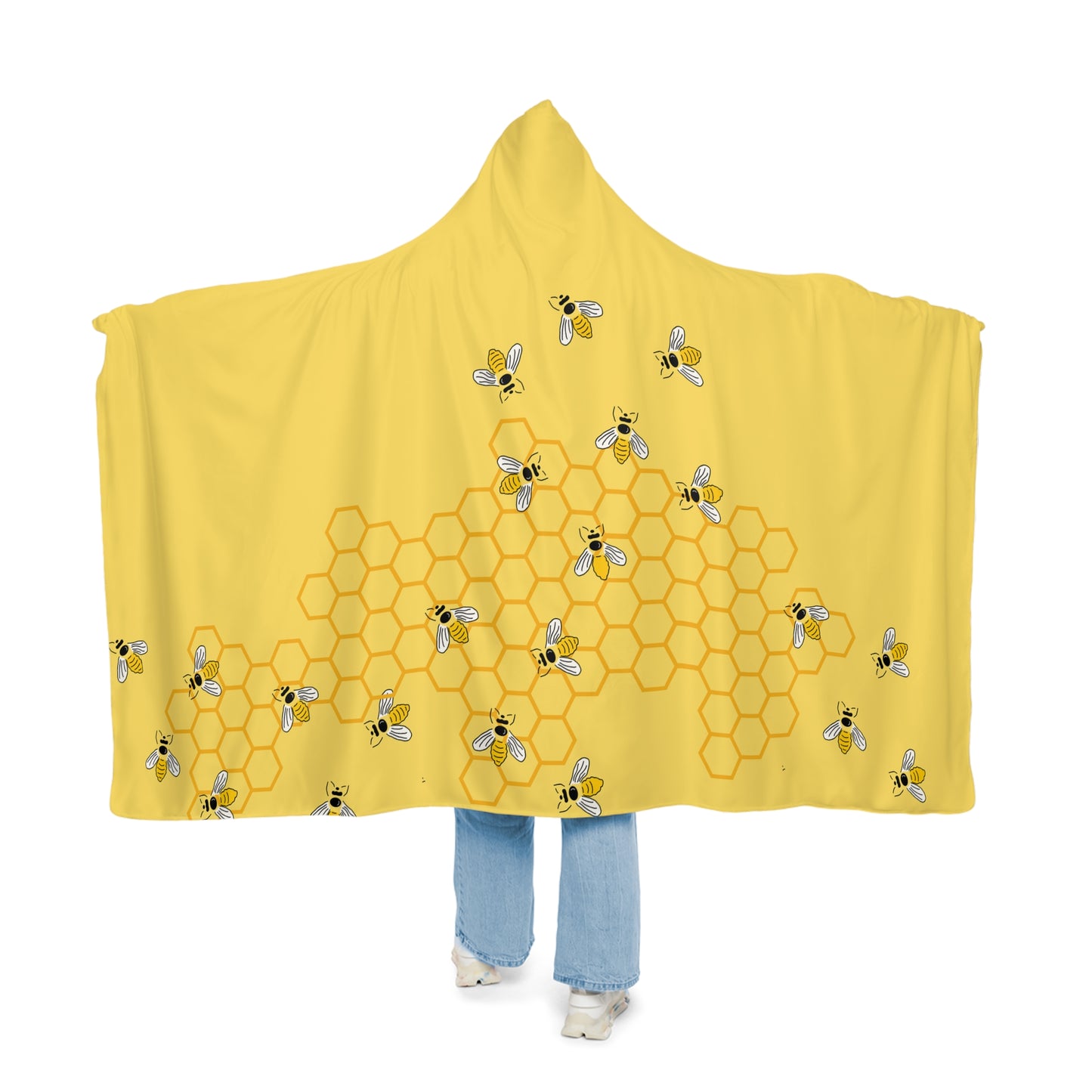 Honeycomb and Bee Hooded Snuggle Blanket