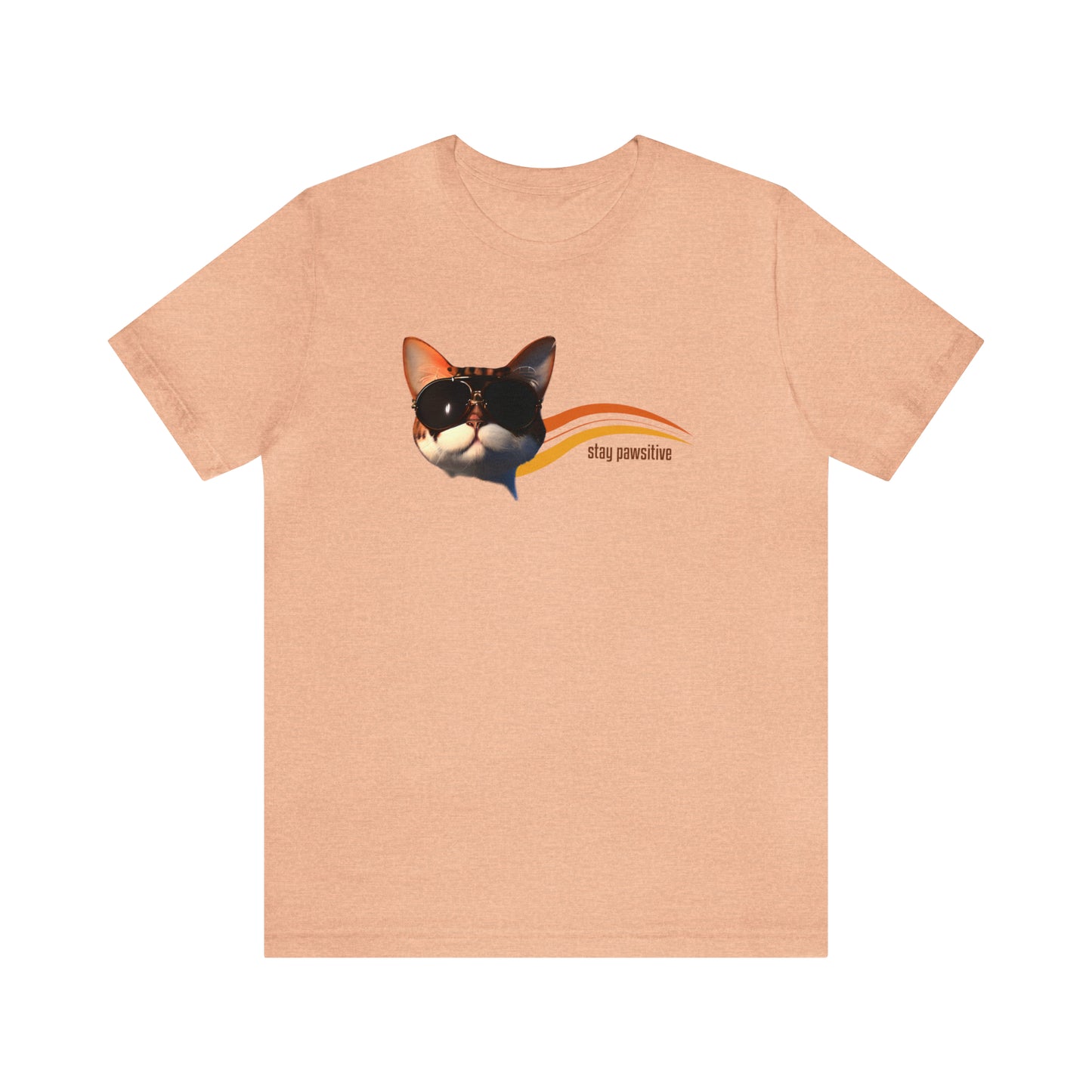 Stay Paw-sitive Cat T-Shirt in Heather Peach Colour