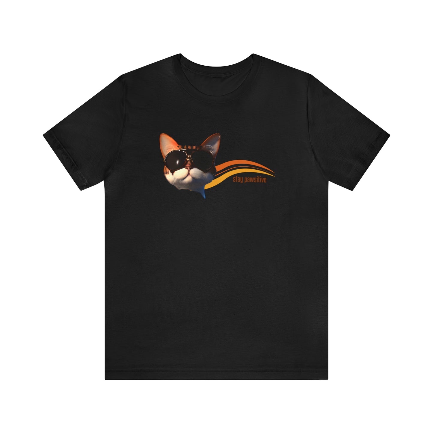 Stay Paw-sitive Cat T-Shirt in Black