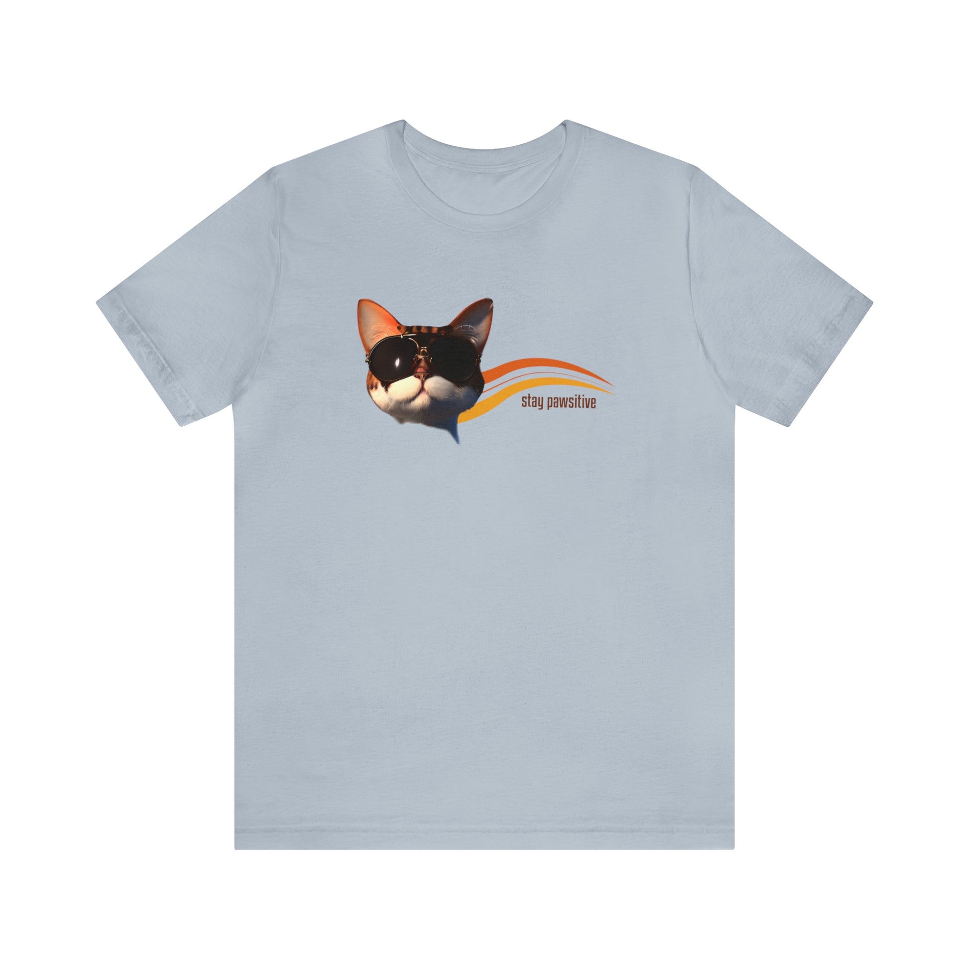 Stay Paw-sitive Cat T-Shirt in Light Blue